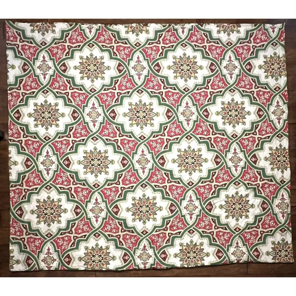 Pottery Barn King Duvet Cover ASHTON Organic Cotton White Hot Pink Green Boho